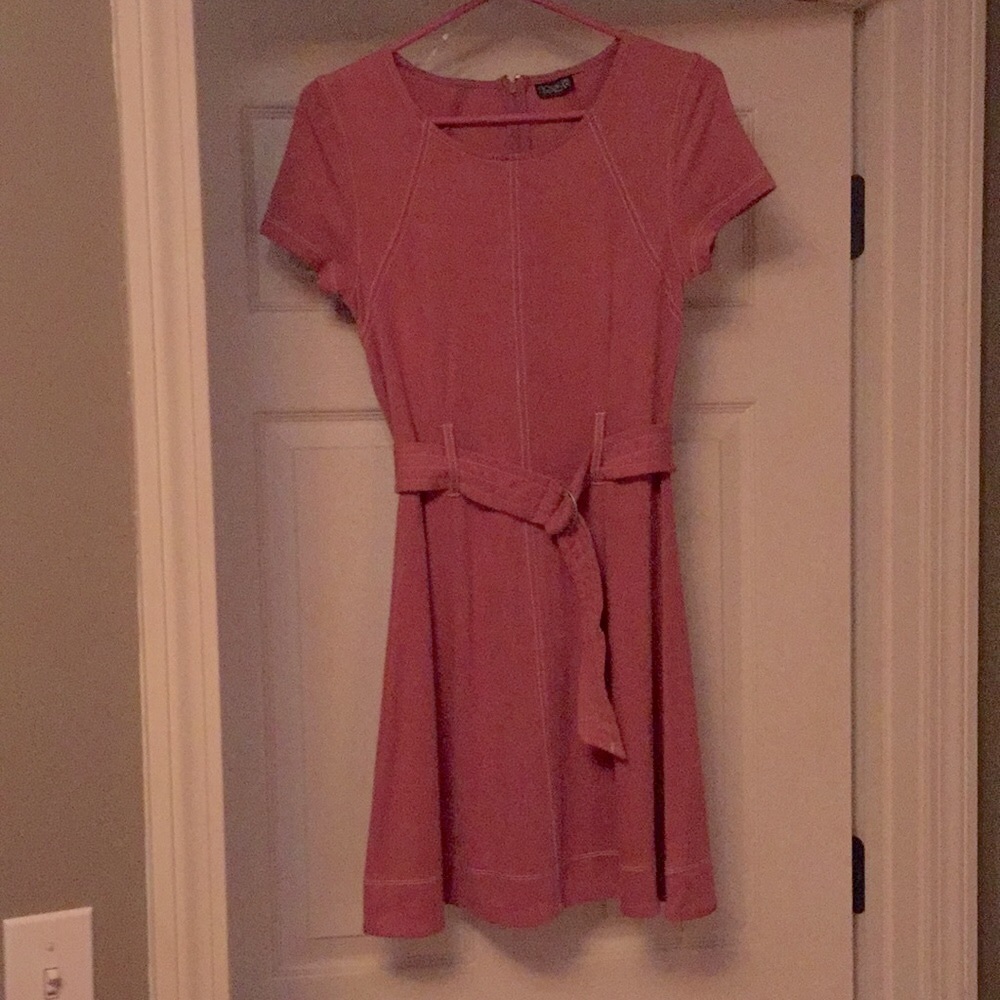Brushed faux suede belted dress